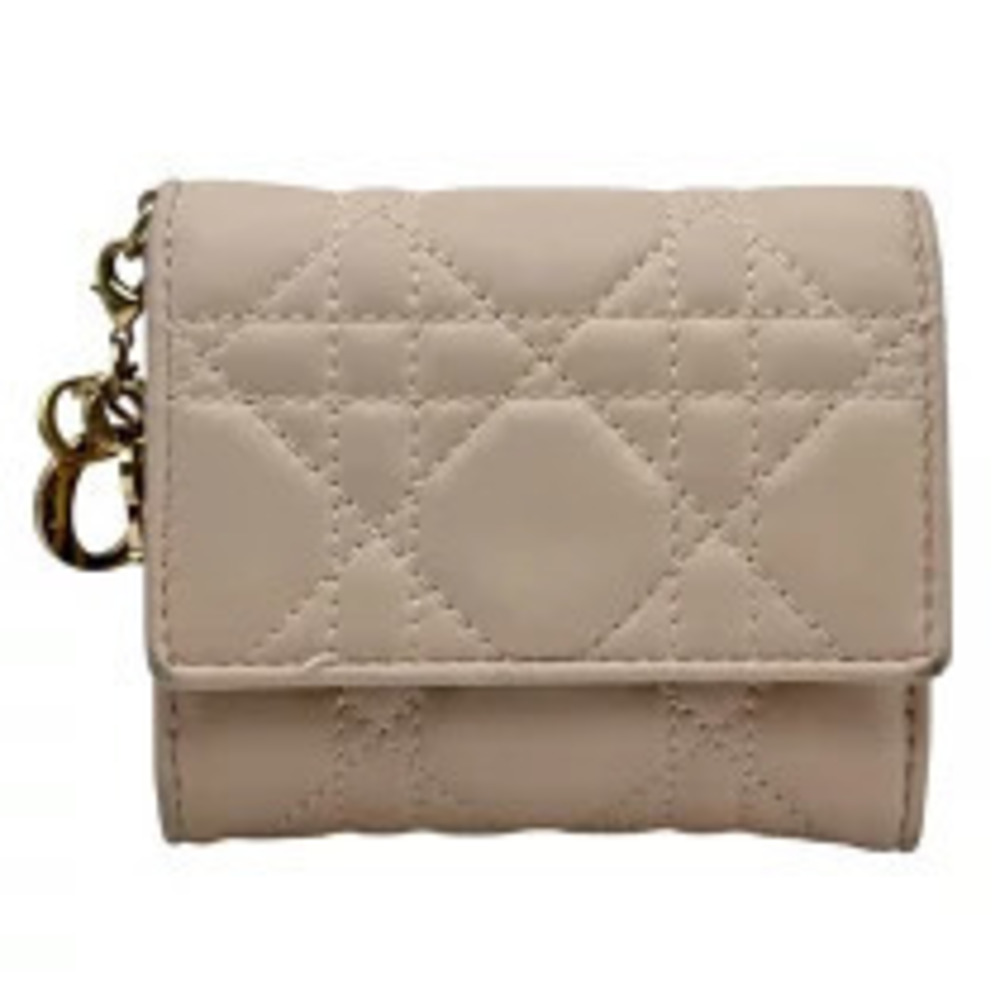 Christian Dior Lotus Wallet Pink Lambskin Bi fold